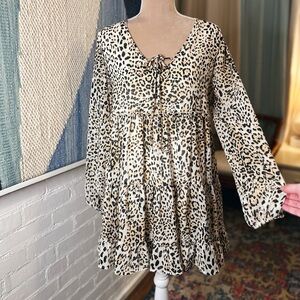 Altar'd State Leopard Print Ruffle Tiered Dress